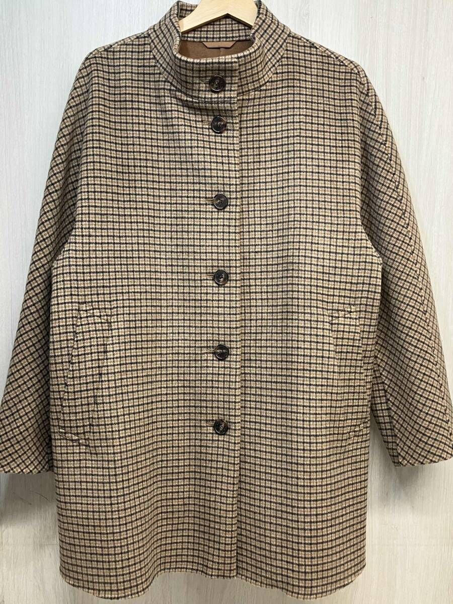 LONDON ウール シルク スタンド チェック リバー コート ブラウン G 5 B 24 260 40 レディース マッキントッシュ ロンドン