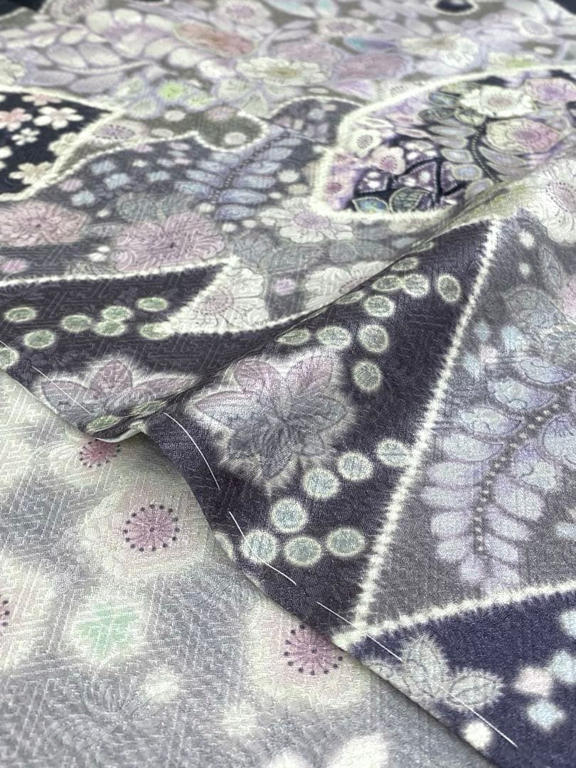 訪問着 紋意匠 辻ヶ花 桜 雪輪 正絹 躾糸付き A104 - メルカリ