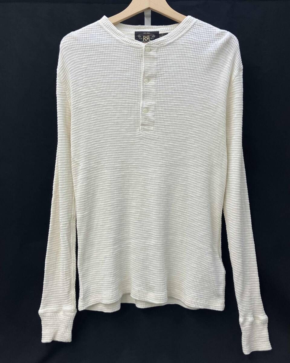RRL RALPH LAUREN ダブルアールエル ラルフローレン ワッフルニット RN 41381 CA 56658 ヘンリーネック 長袖Tシャツ 34 ホワイト