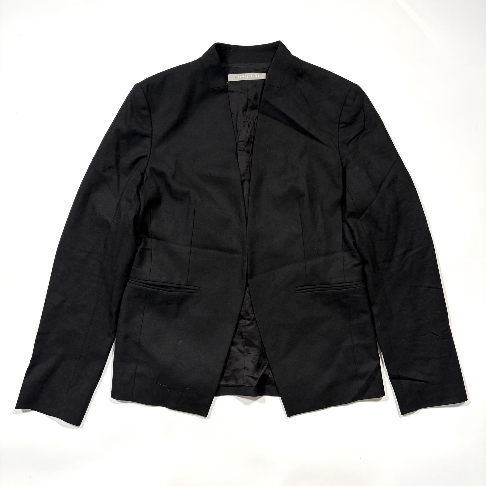 theory luxe セオリーリュクス ノーカラージャケット サキソニーソフト