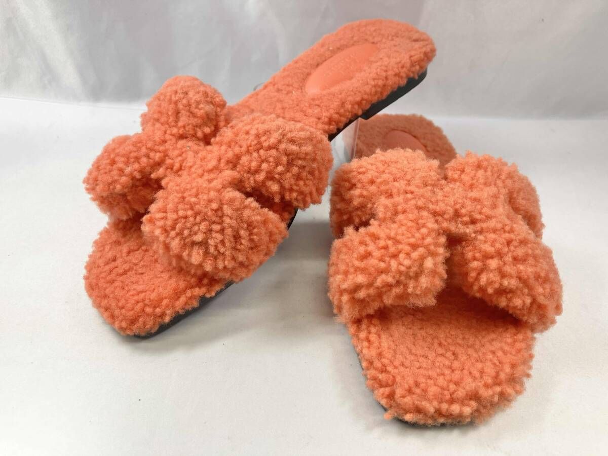 HERMES エルメス 2121 78 ZF ボア サンダル オレンジ サイズ 37