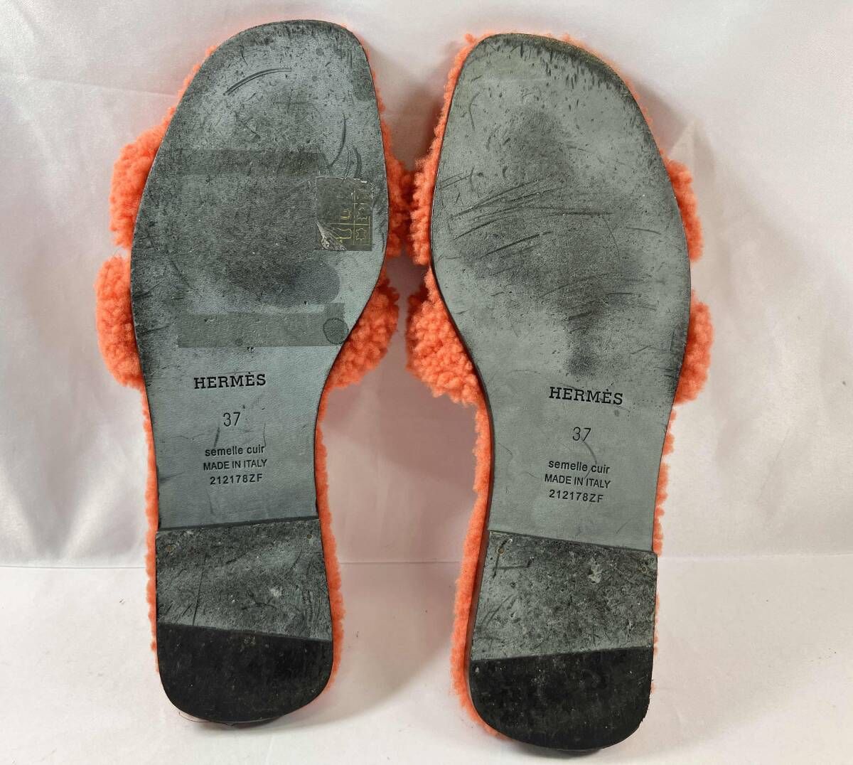  HERMES エルメス 2121 78 ZF ボア サンダル オレンジ サイズ 37 その他 靴