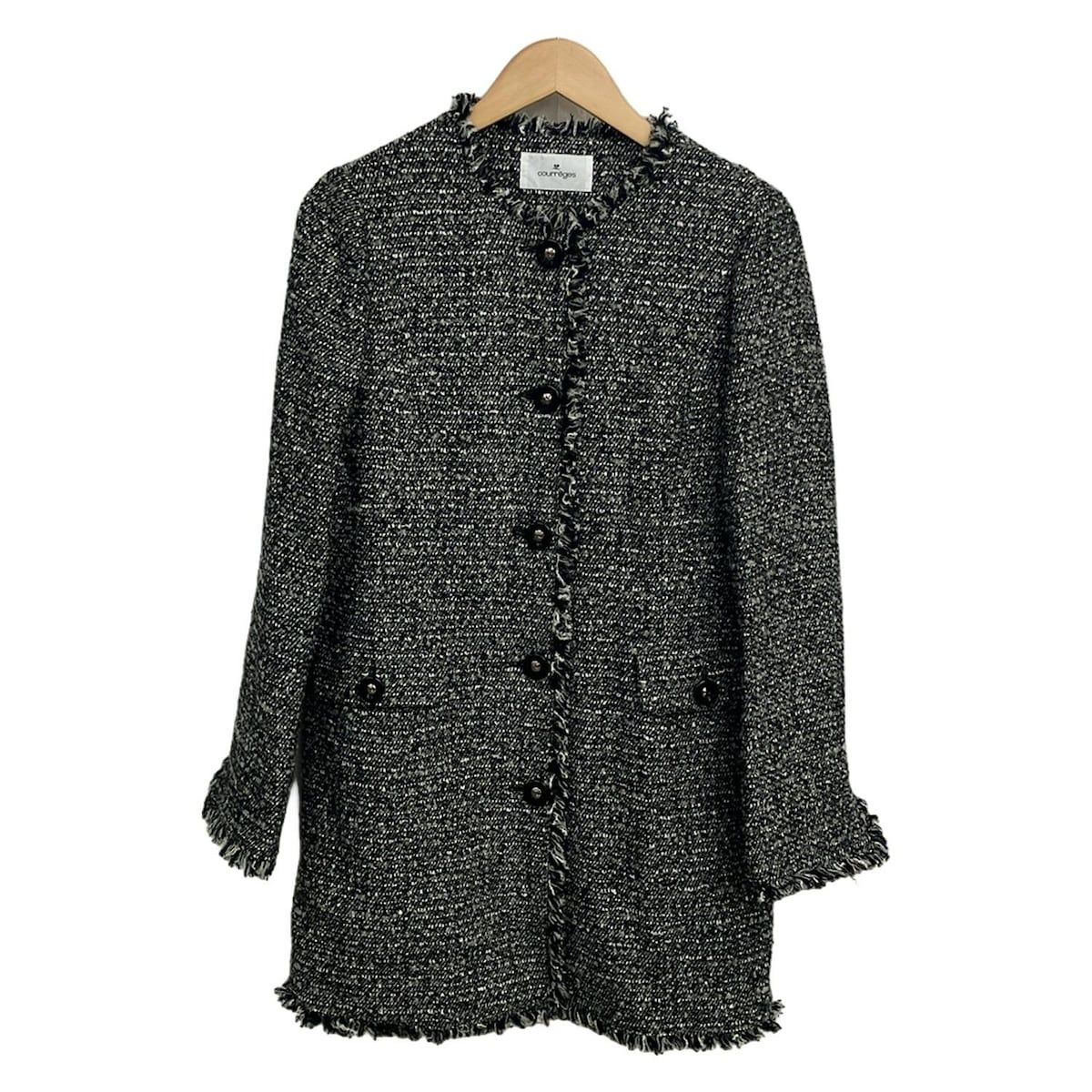 COURREGES(クレージュ) コート サイズ40 M レディース美品 - 黒×グレー