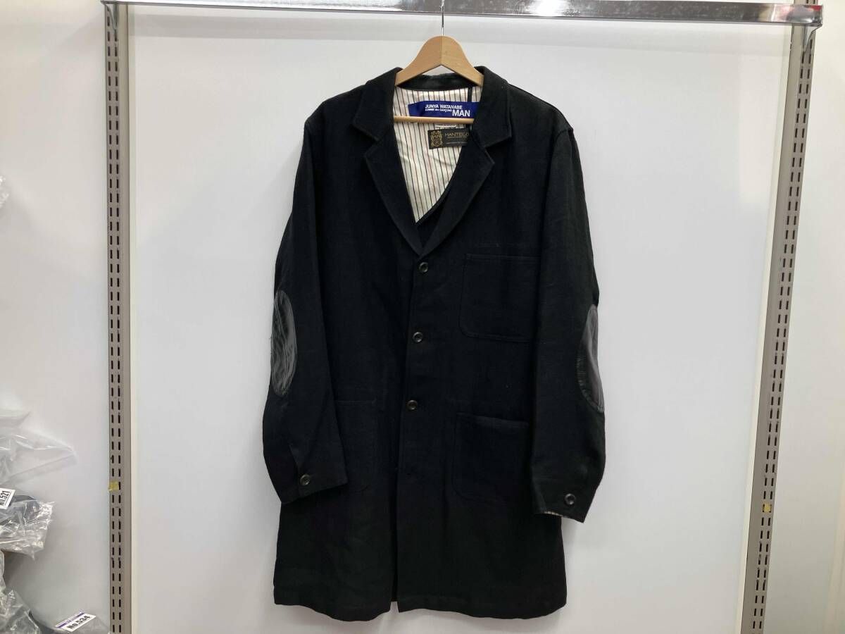 JUNYA COMME des GARAONS MAN ジュンヤワタナベ コムデギャルソンマン ウール麻ツイル縮絨 レザー ブラック Sサイズ WF C 401