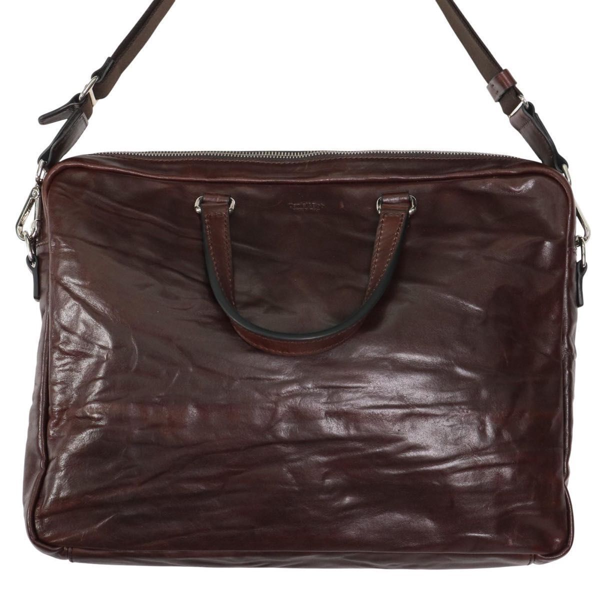 Daniel-Bob ダニエル＆ボブ レザーブリーフケース 本革 A 4可 PC可 ショルダー ブラウン ロゴプレート