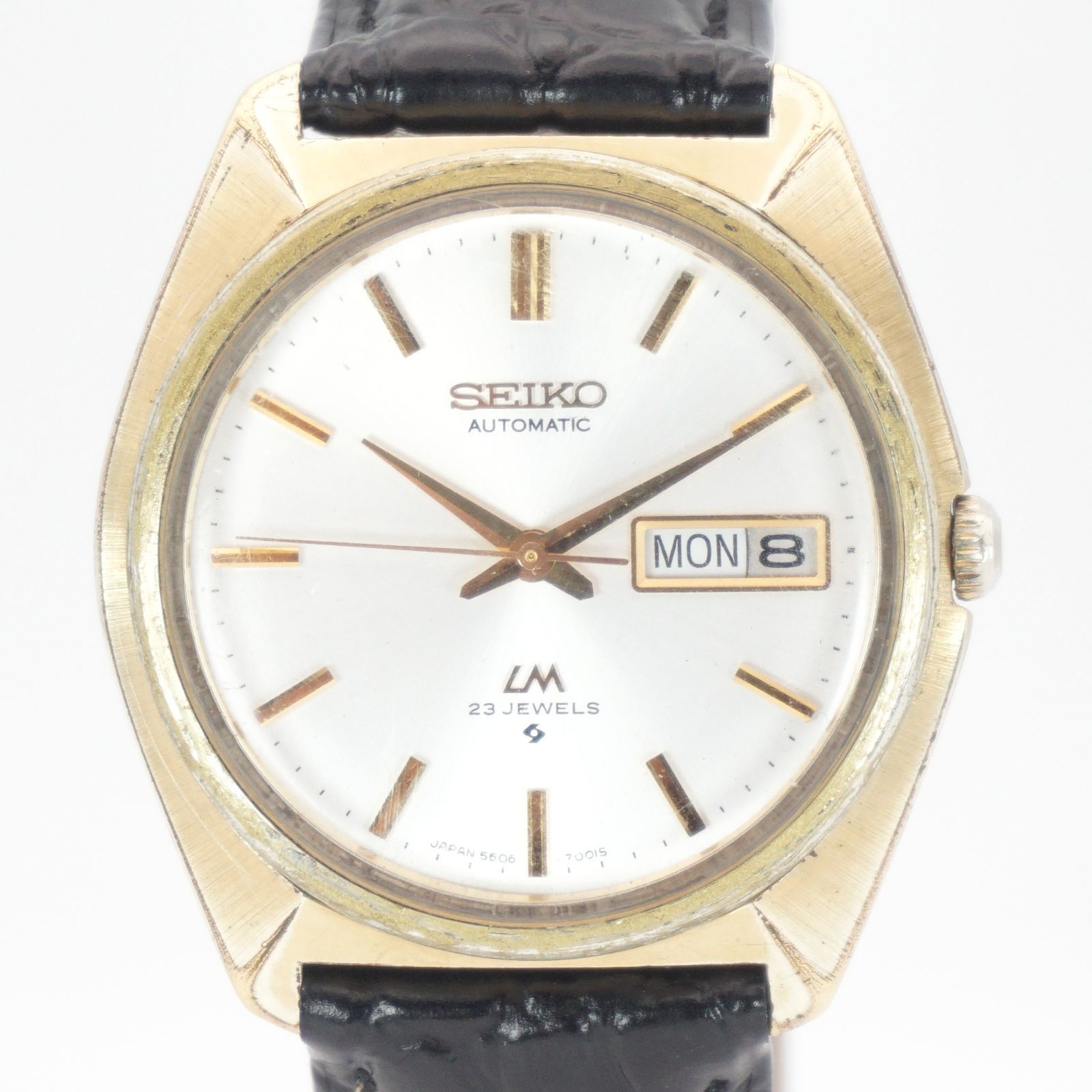 SEIKO セイコー LM 5606 7000 23石 自動巻き 国鉄 功績章 表彰記念 刻印 ゴールドケース ロードマチック 稼働良好 メンズ ビンテージ アンティーク ドレス 腕時計 デイデイト