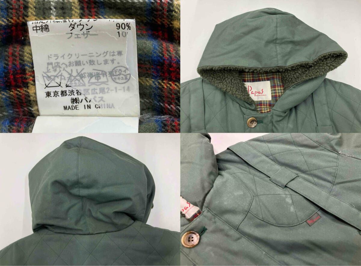 papas パパス ダウンジャケット モスグリーン M ダウン90 フェザー10 クルーネック その他 