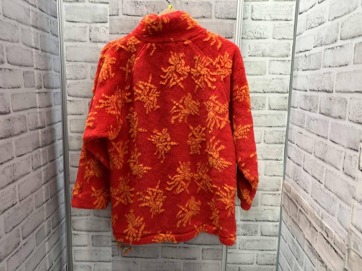 SALOMON フリースジャケット 90 s 古着 総柄 レッド×オレンジ サロモン プルオーバー Sサイズ