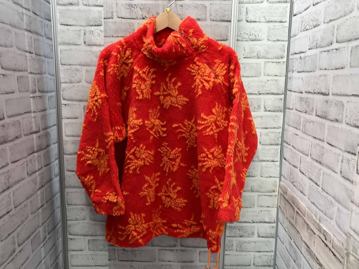 SALOMON フリースジャケット 90 s 古着 総柄 レッド×オレンジ サロモン プルオーバー Sサイズ
