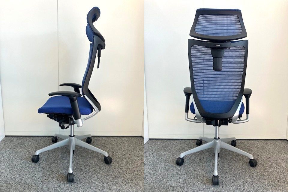  製 オカムラ バロンチェア エクストラハイバック 可動肘 可動ヘッドレスト ミディアムブルー オフィス家具 パソコンチェア オフィスチェア ワークチェア 椅子 チェア