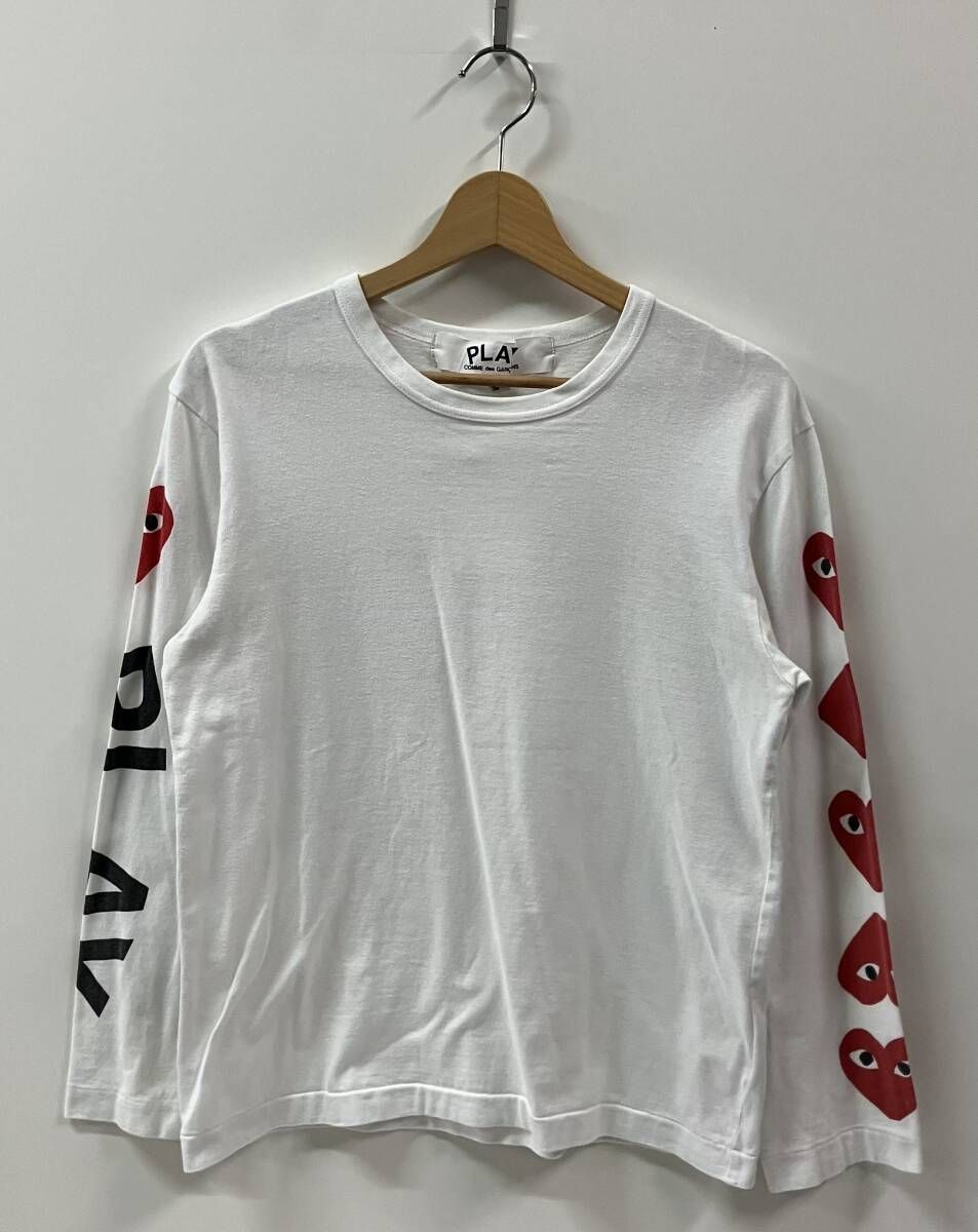 COMME des GARCONS コム デ ギャルソン AZ-T 262 長袖Tシャツ サイズM ホワイト 綿 シミ有り