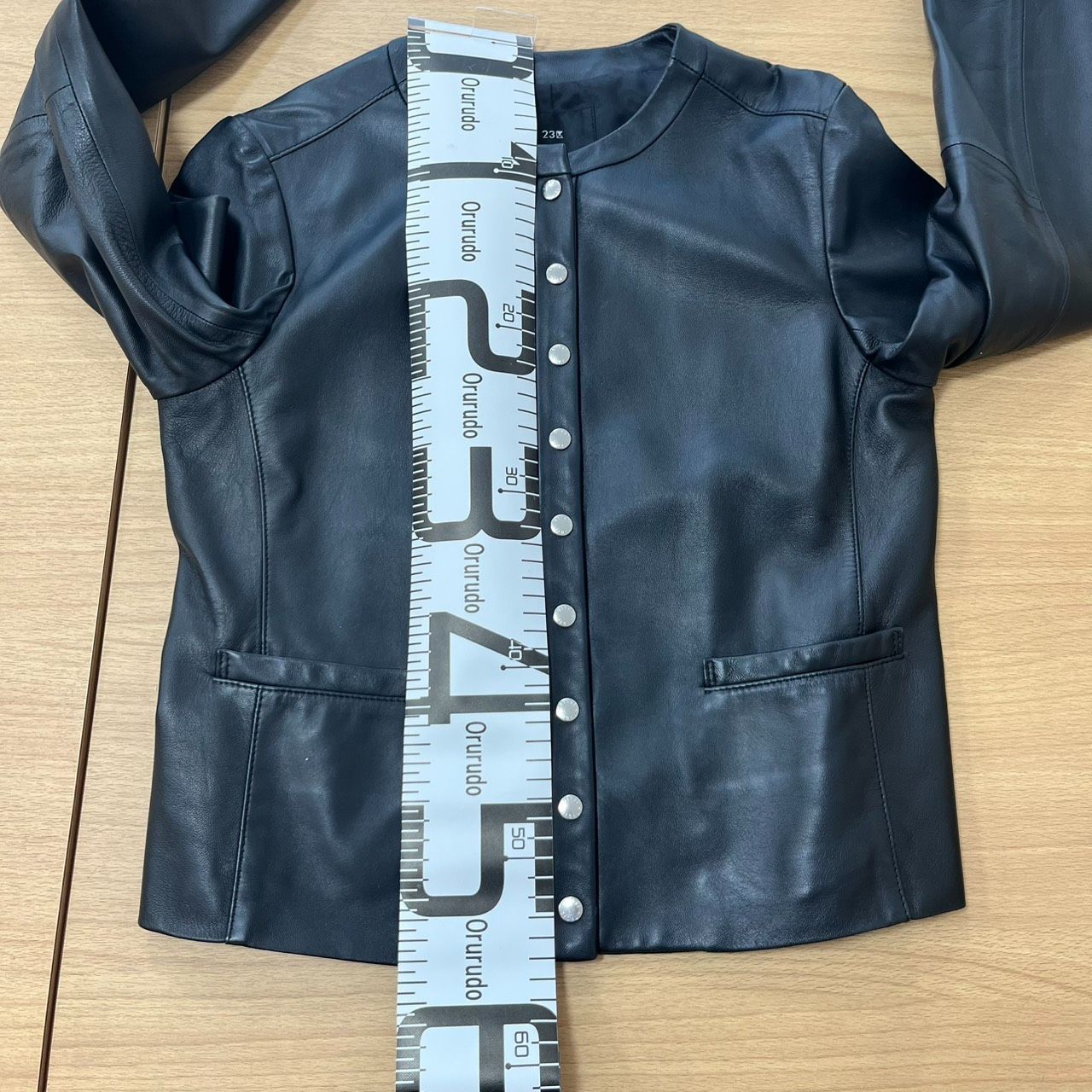 EL6】 23区 シープ レザー 購入 ジャケット ノーカラー スナップボタン