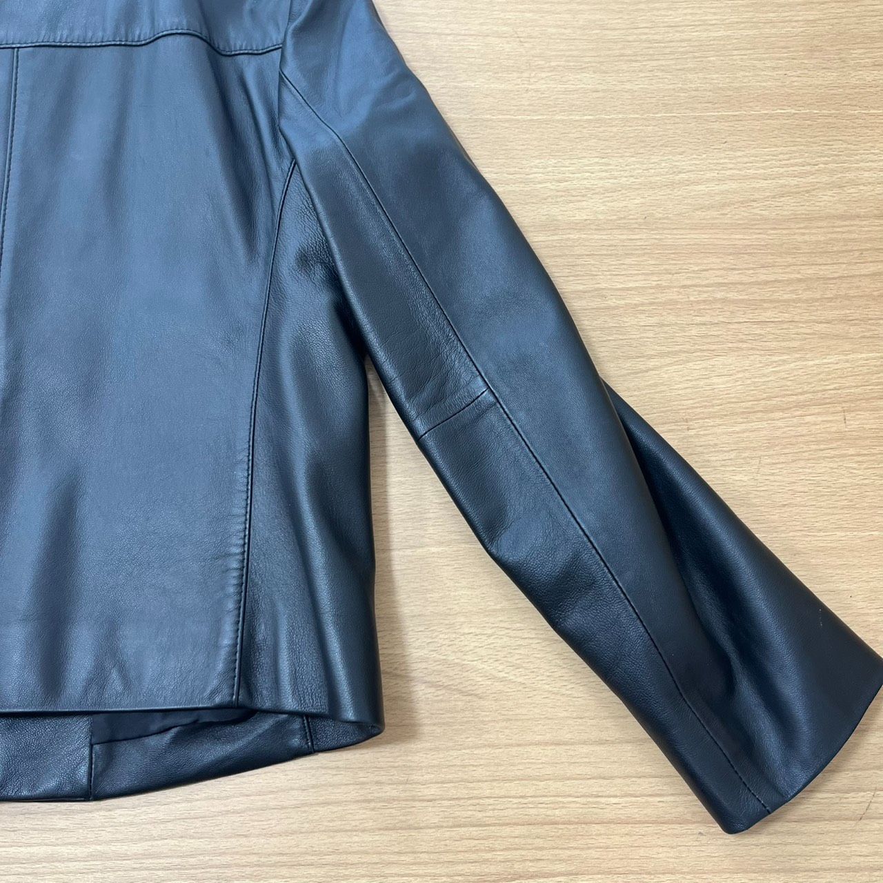 EL6】 23区 シープ レザー 購入 ジャケット ノーカラー スナップボタン