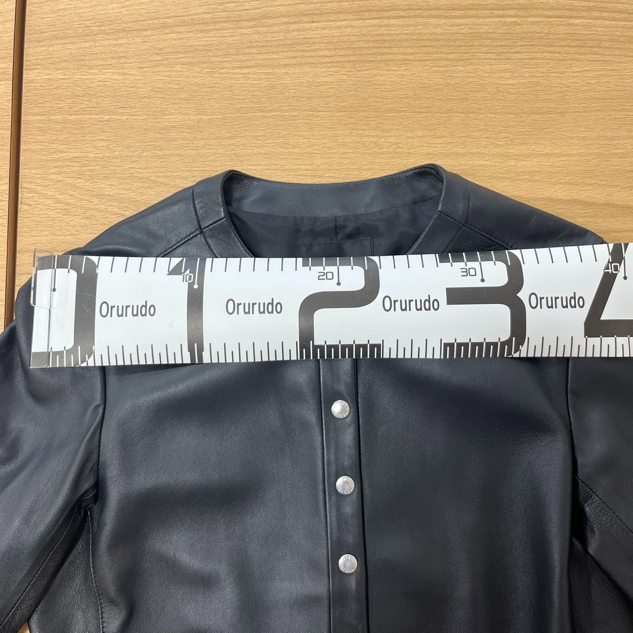 EL6】 23区 シープ レザー 購入 ジャケット ノーカラー スナップボタン