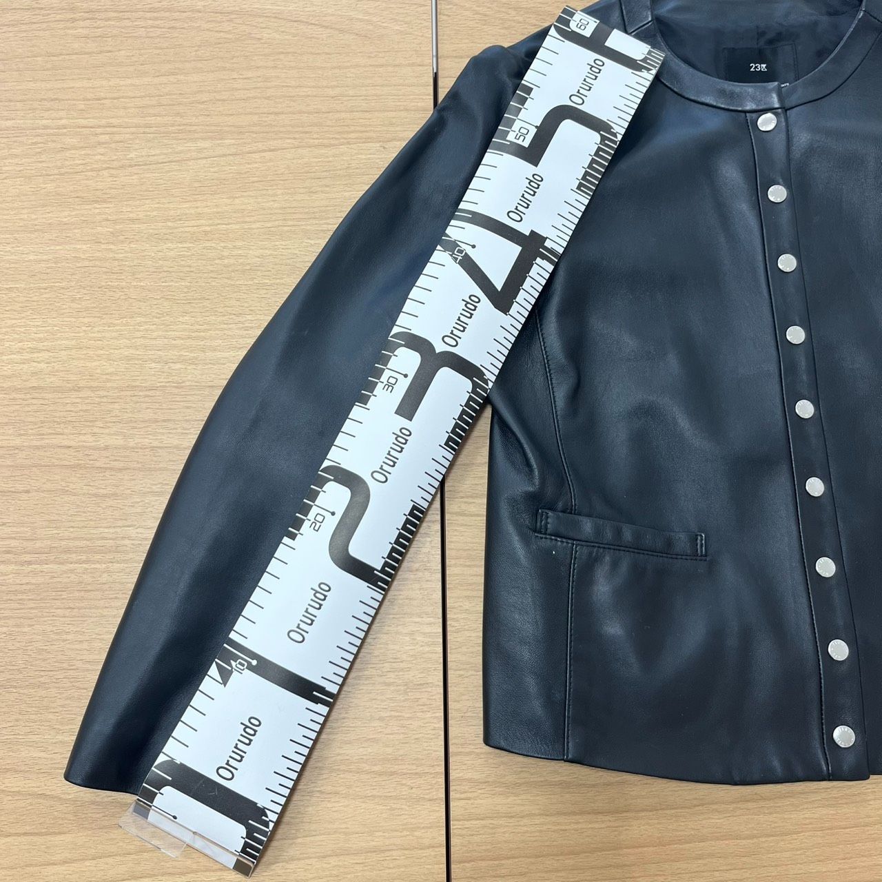 EL6】 23区 シープ レザー 購入 ジャケット ノーカラー スナップボタン