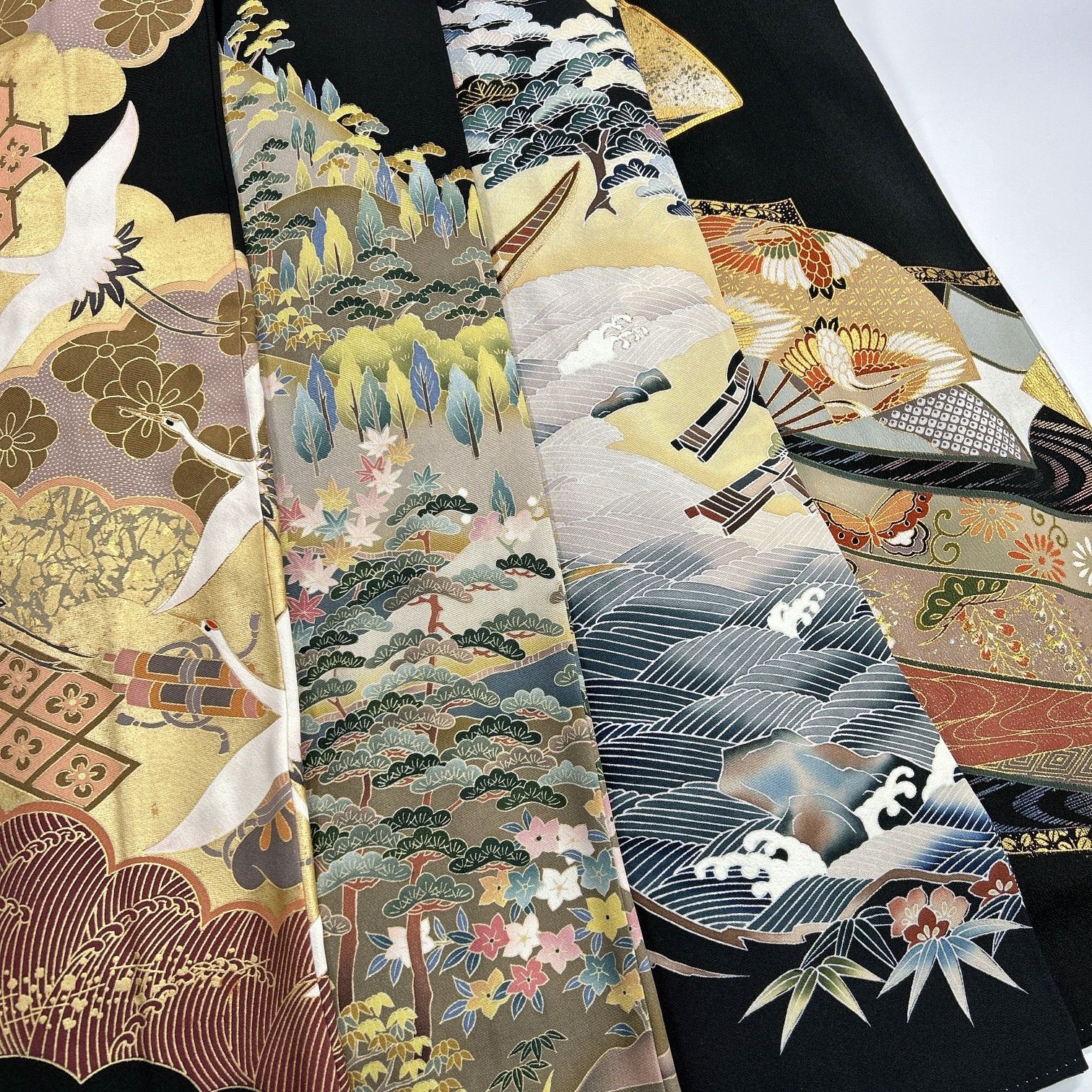 黒留袖 4枚 正絹 着物まとめ売り 同梱購入歓迎 リメイク用 着付け練習