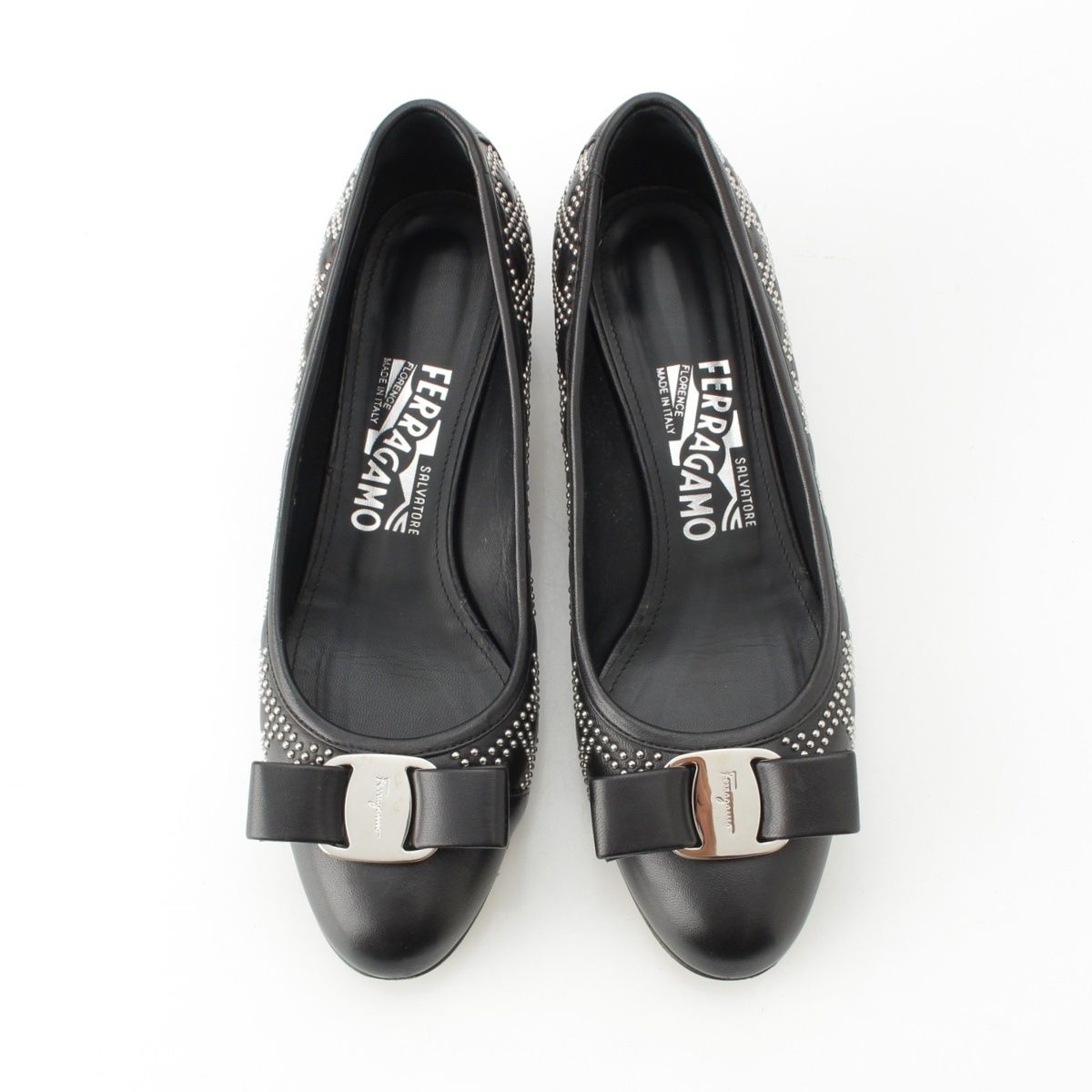 サルヴァトーレフェラガモ ヴァラ金具 ビジュー パンプス ブラック 6 C