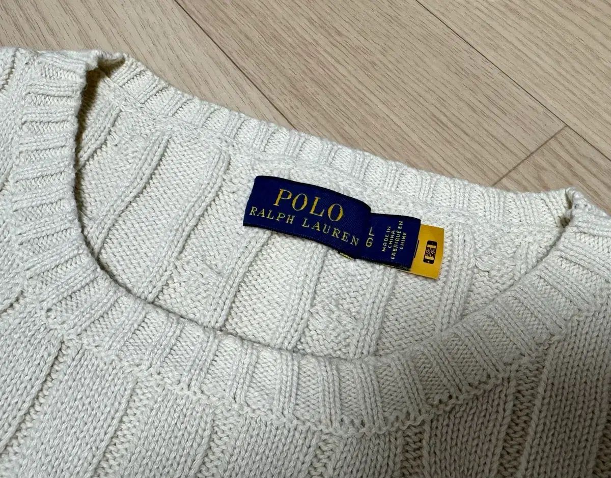 レディースL ポロ ラルフローレン アイボリー ケーブル編み ニット