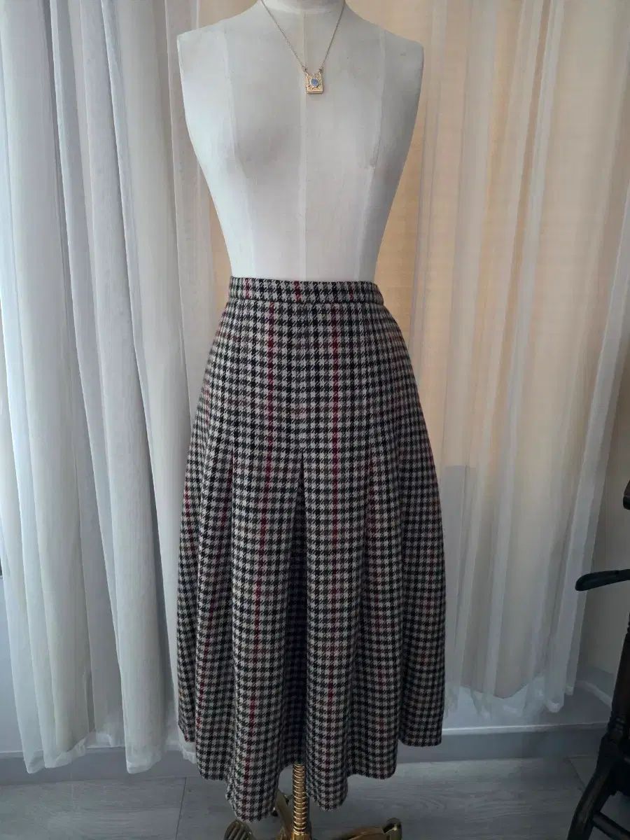 ヴィンテージ Aquascutum London チェック プリーツ ミディ スカート イギリス製