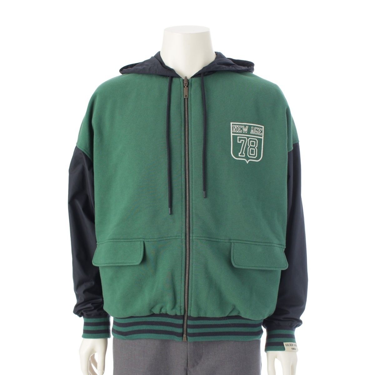 ゴールデングース ナイロン リバーシブル フード ジャケット ネイビー グリーン XS