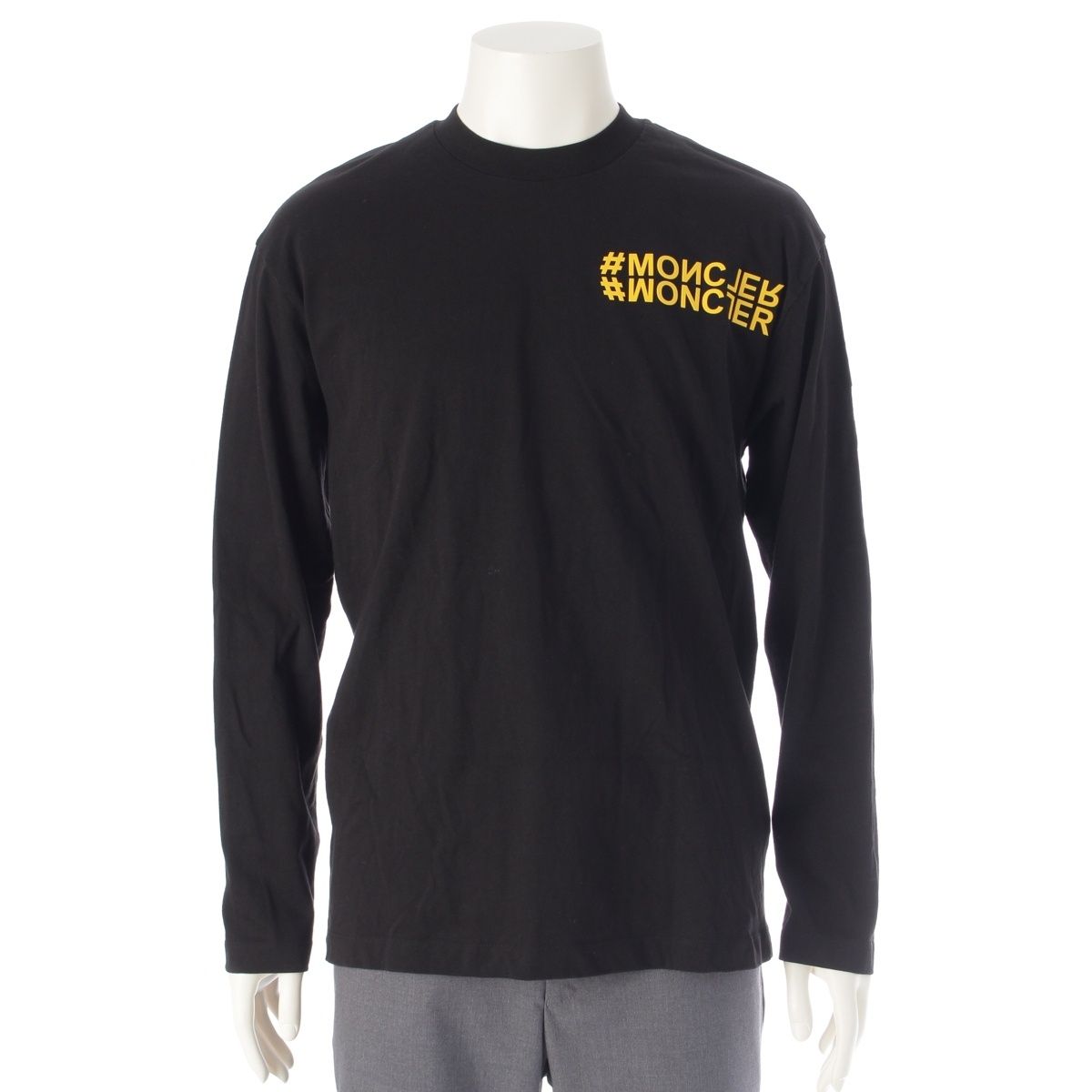 モンクレール コットン グルノーブル ロゴ ロングTシャツ カットソー トップス ブラック M