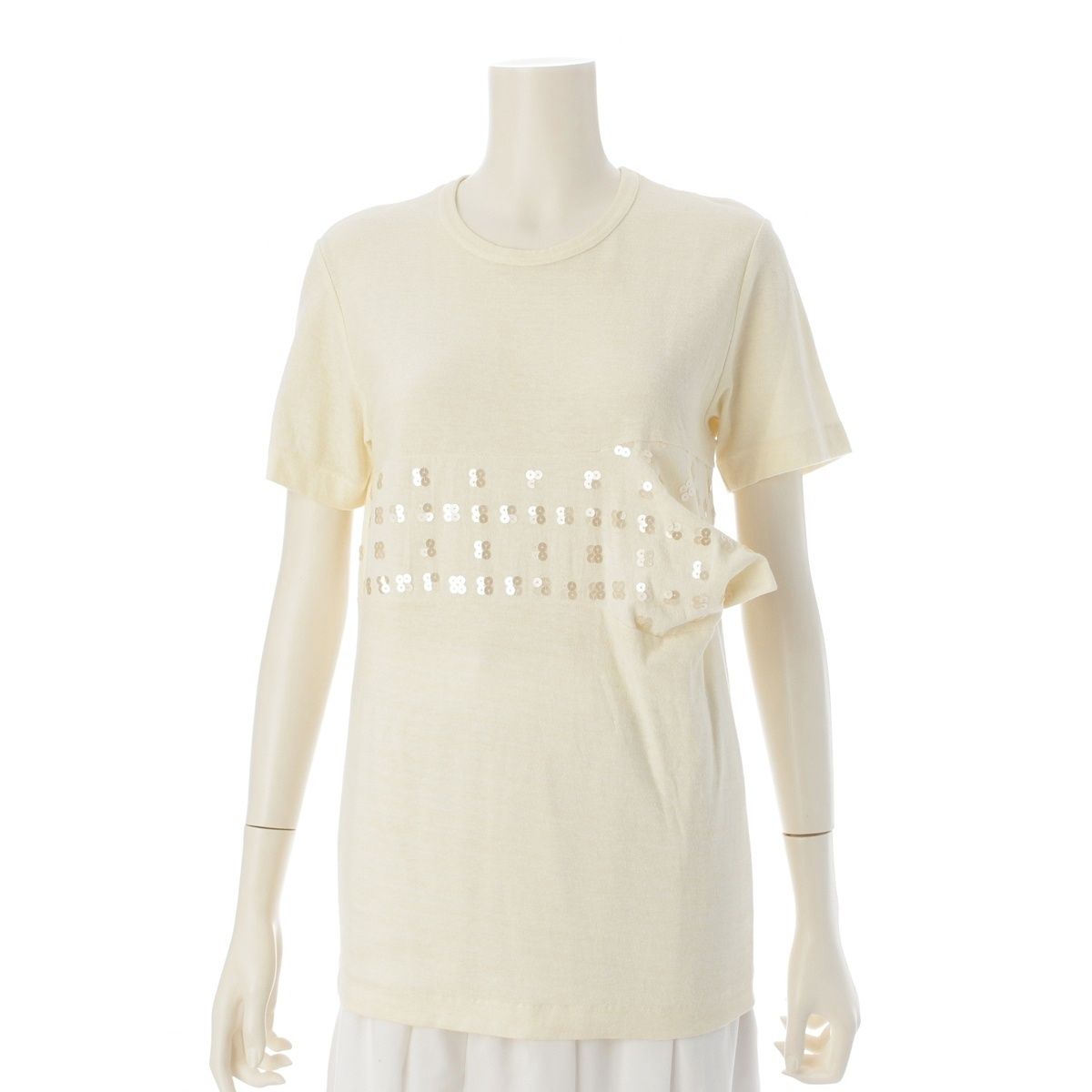 コムデギャルソン 80 s スパンコール 切替 半袖Ｔシャツ トップス ベージュ