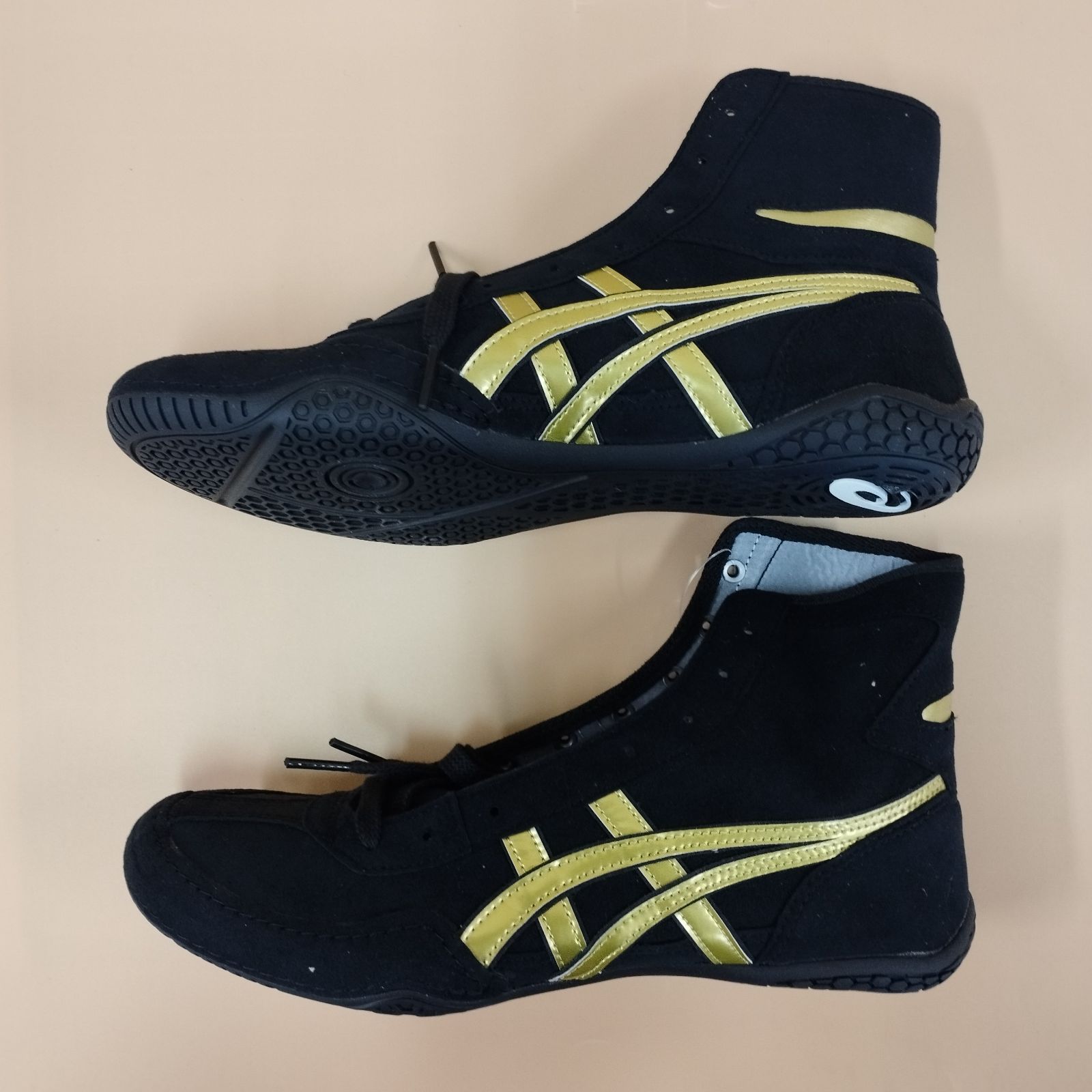 D28539】レスリングシューズ ブラックxゴールドスペシャルオーダー