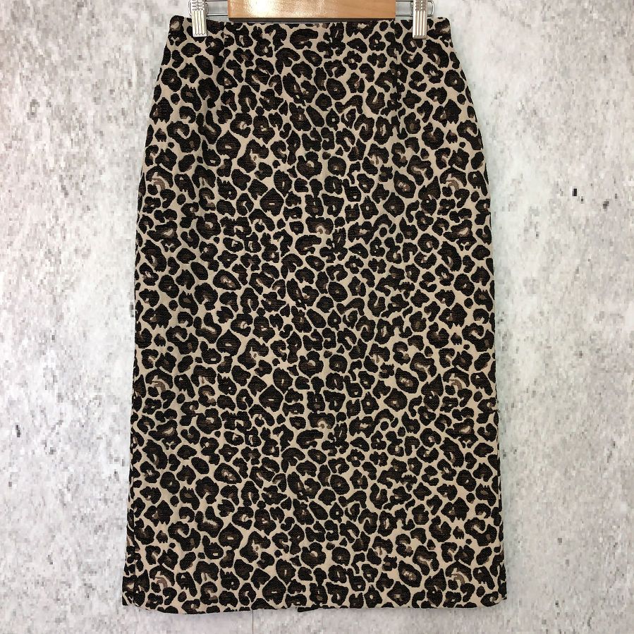 INDIVI インディヴィ レオパード ジャカード ストレート スカート  