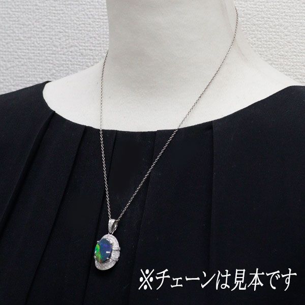 Pt900 ブラックオパール ダイヤモンド ペンダントトップ 5.04ct D0