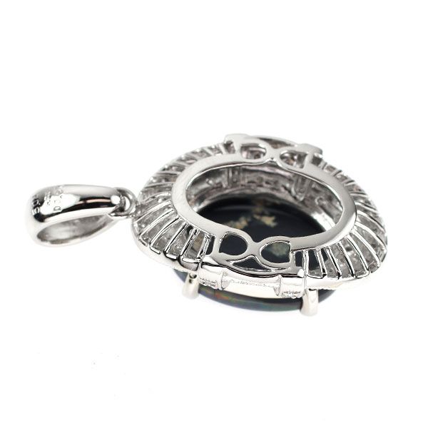 Pt900 ブラックオパール ダイヤモンド ペンダントトップ 5.04ct D0