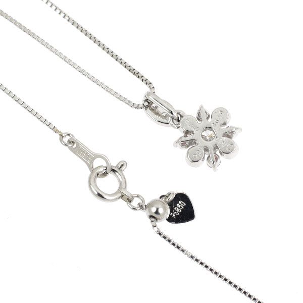 Pt 900 850 ダイヤモンド ペンダントネックレス 0.206 ct PD 0.08 D 0.13 フラワー