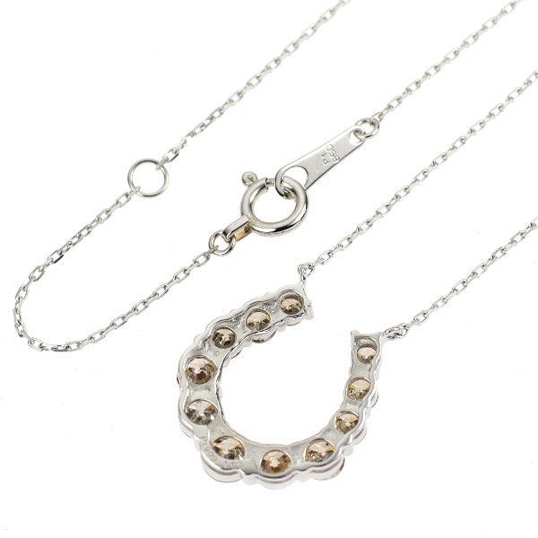 Pt 900 850 ダイヤモンド ペンダントネックレス 1.00 ct 馬蹄