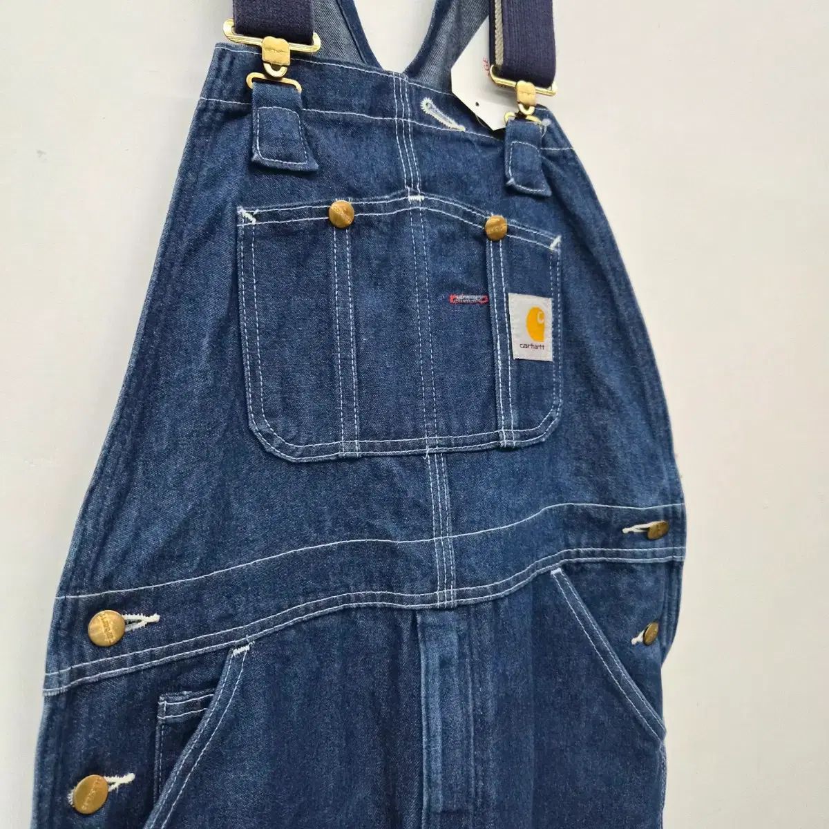 カーハート デニム オーバーオール サスペンダー付きズボン 34 in