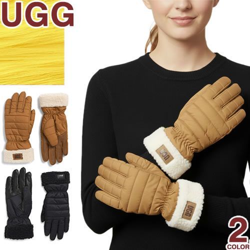 アグ UGG 手袋 グローブ レディース 秋冬 スマホ対応 ロゴ ボア 防寒 かわいい 暖かい ブランド 自転車 大きいサイズ チェスナット CUFF GLOVE 103283