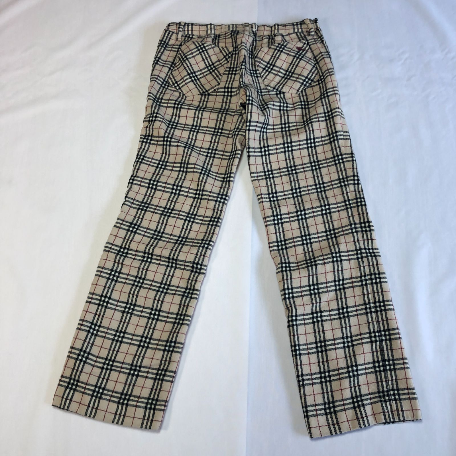 BURBERRY BLUE LABEL】チェック柄 ストレートパンツ 38／ホース刺繍