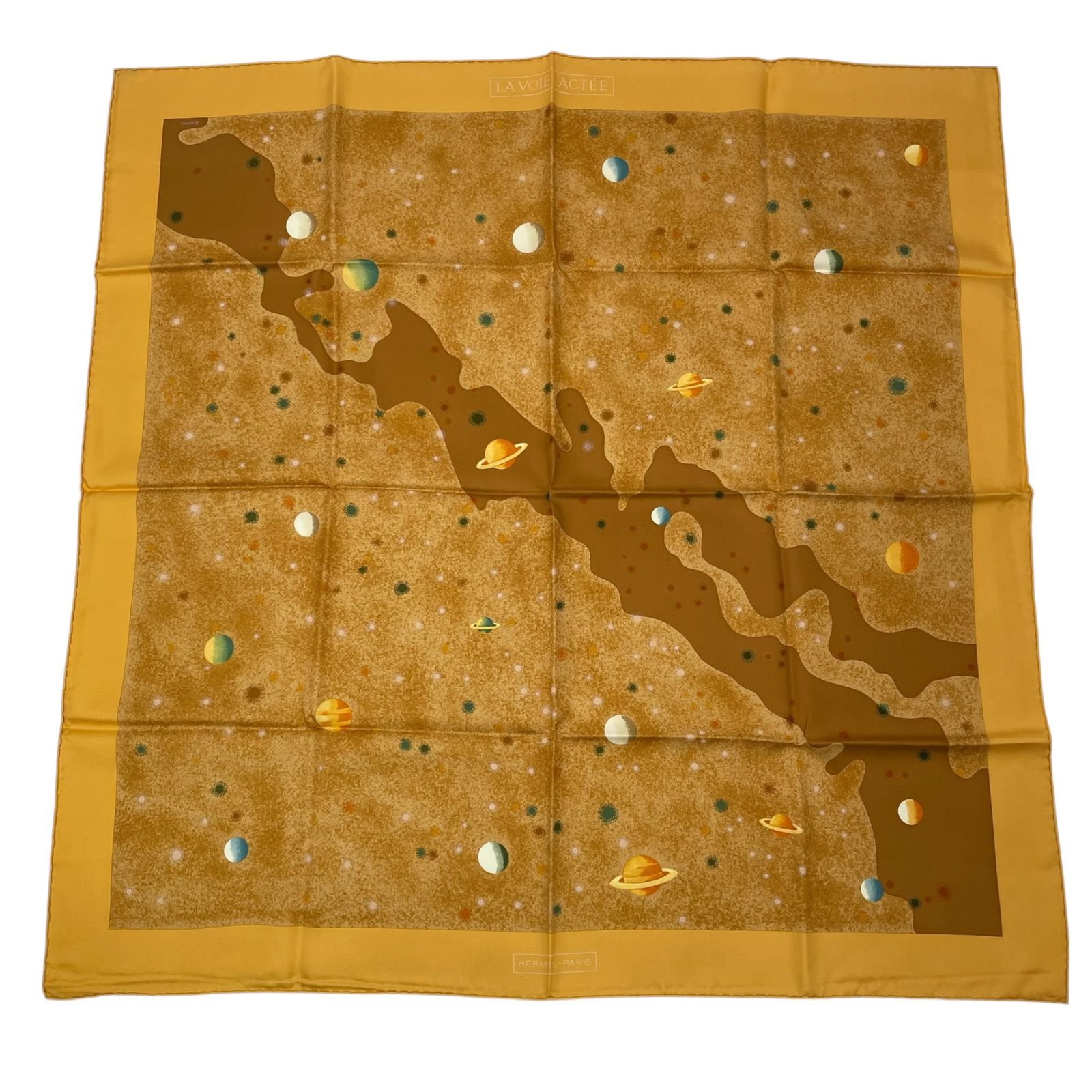 新品同様 HERMES エルメス スカーフ シルク カレ90 LAVOIE LACTEE