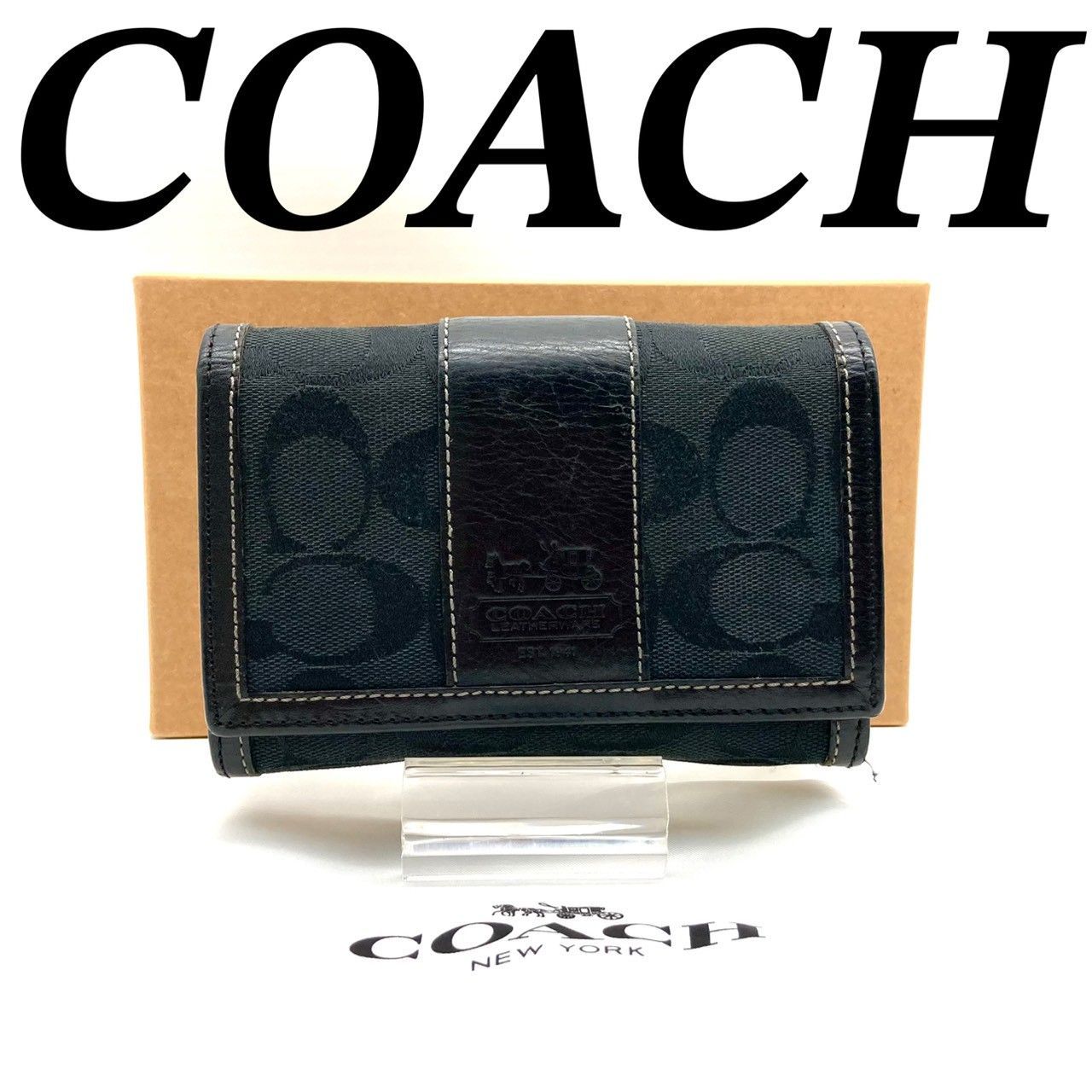 コーチ 二つ折り財布 折り財布 レザー ブラック ダークグレー 新品 71209 コーチ 二つ折り財布 折り財布 レザー ブラック ダークグレー 71209