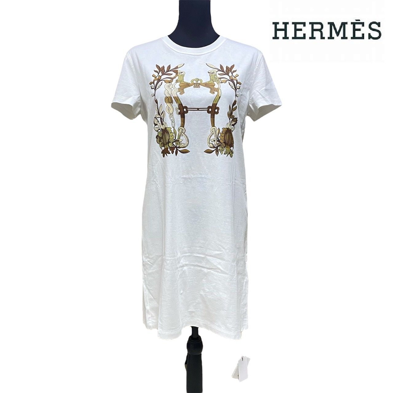 C 122 HERMES エルメス Tシャツワンピース デッラ･カヴァッレリア Della Cavalleria T-shirt 38