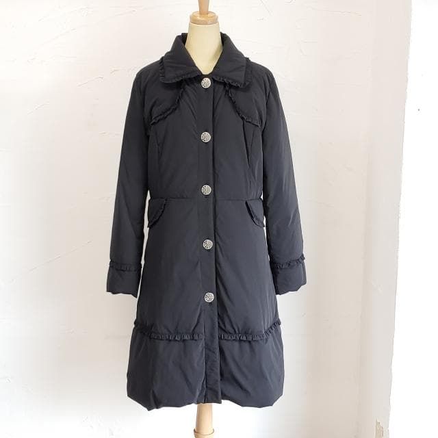 ルイフェロー ☆ ダウン ロングコート フォックファー付 ブラック 黒