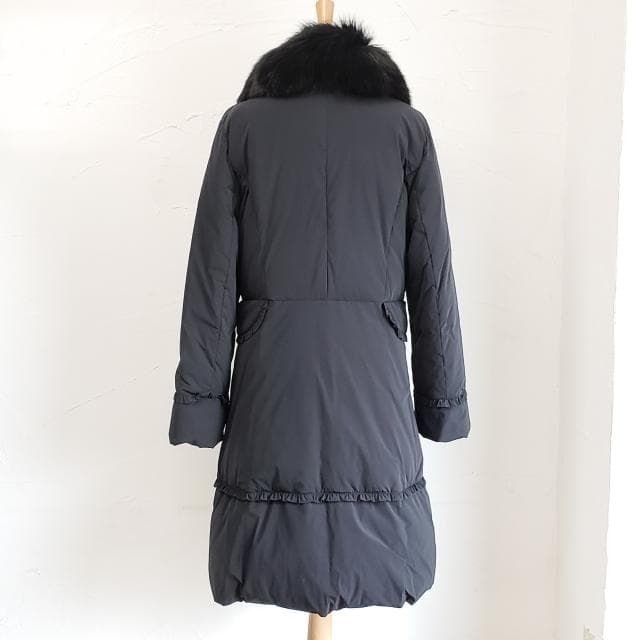 ルイフェロー ☆ ダウン ロングコート フォックファー付 ブラック 黒