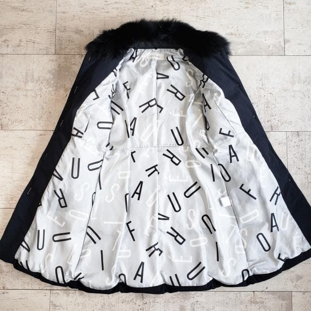 ルイフェロー ☆ ダウン ロングコート フォックファー付 ブラック 黒