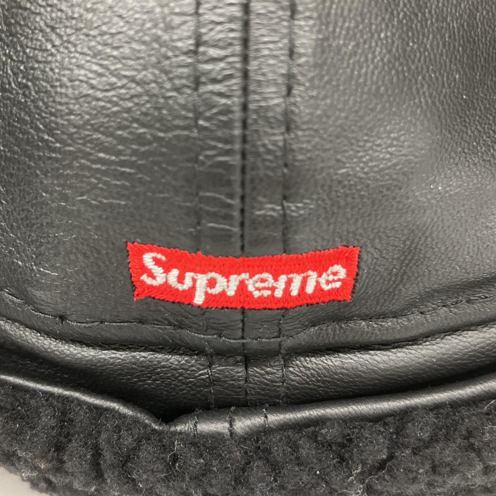  Supreme シュプリーム 22 AW× ERA Leather Earflap Box Logo レザーイヤーボックスロゴキャップ 帽子 ブラック その他 キャップ
