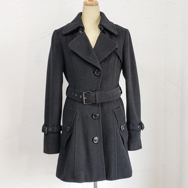 バーバリー ブルーレーベル ☆ アンゴラ混 ウール コート 38 ブラック