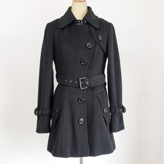 バーバリー ブルーレーベル ☆ アンゴラ混 ウール コート 38 ブラック