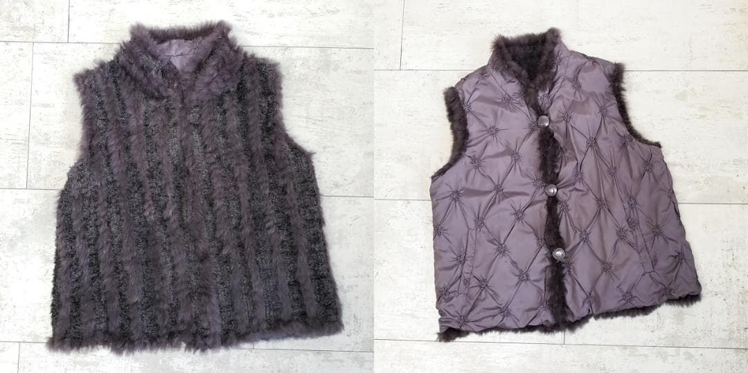 St.ALMEIDA リバーシブル ジレ ベスト M ラビットファー