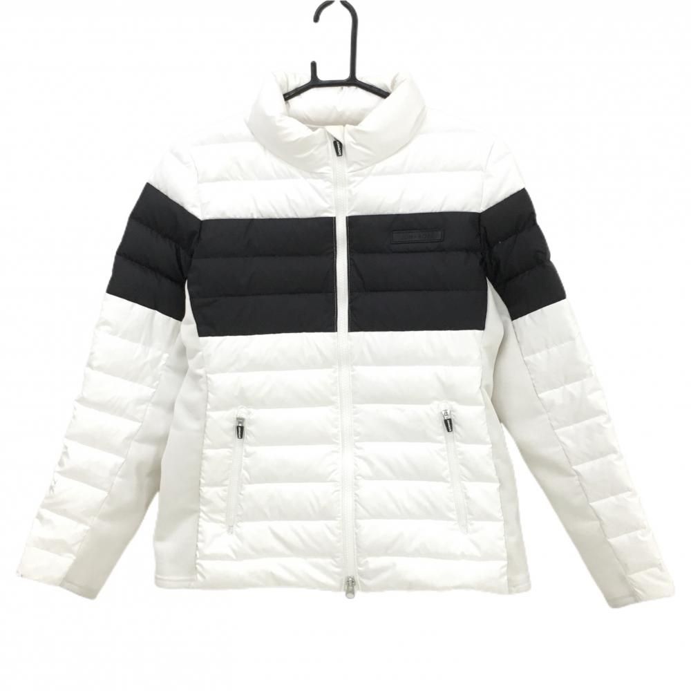 ジュンアンドロペ ダウンジャケット 白 黒 胸ライン 袖下 サイド切替 レディース M ゴルフウェア JUN＆ROPE