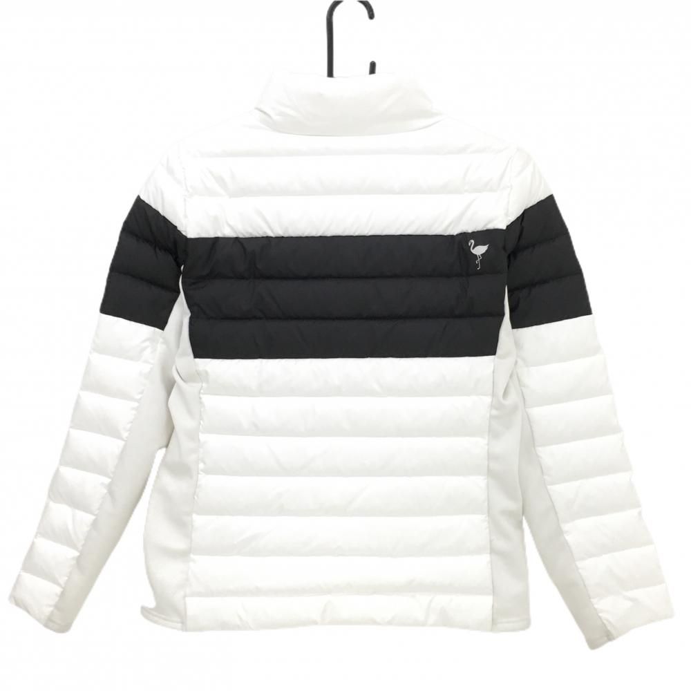 ジュンアンドロペ ダウンジャケット 白 黒 胸ライン 袖下 サイド切替 レディース M ゴルフウェア JUN＆ROPE