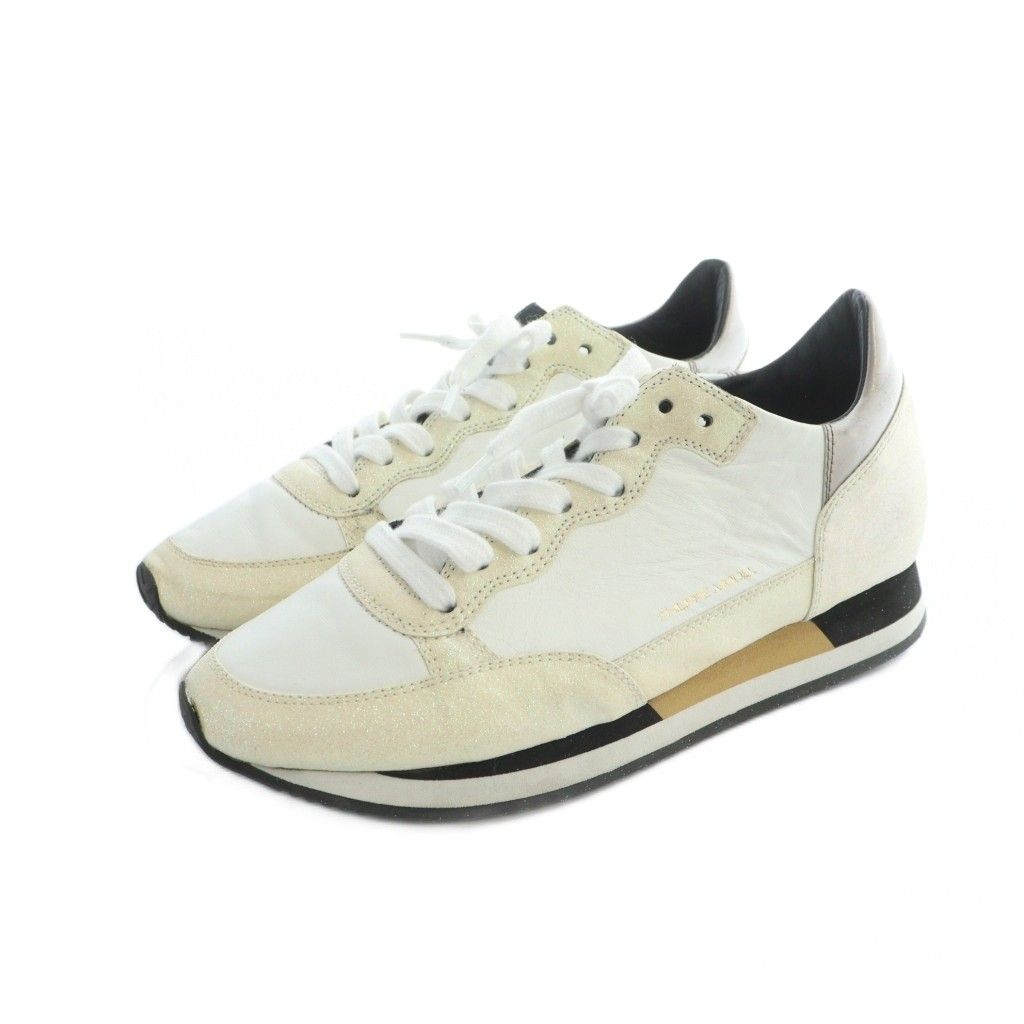 フィリップモデル MODEL ローカットスニーカー シューズ 靴 ロゴ レザー ラメ 37 23.5-24 cm 白 ホワイト GY 19 MQ