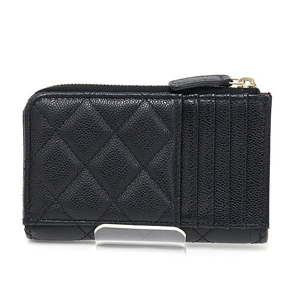 シャネル クラシック ジップ カードケース キャビアスキン ブラック