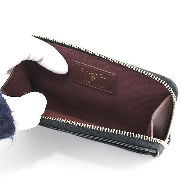 シャネル クラシック ジップ カードケース キャビアスキン ブラック